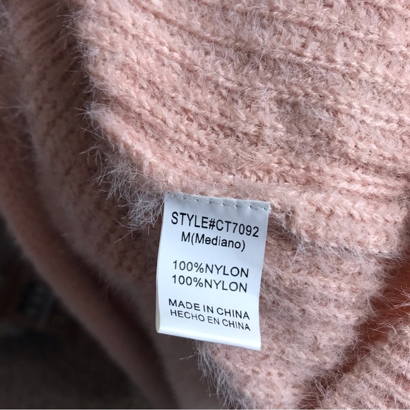 Crescent Medium‎ Women Pink Crewneck Oversized Balloon Sleeve Sweater - Picture 9 of 10